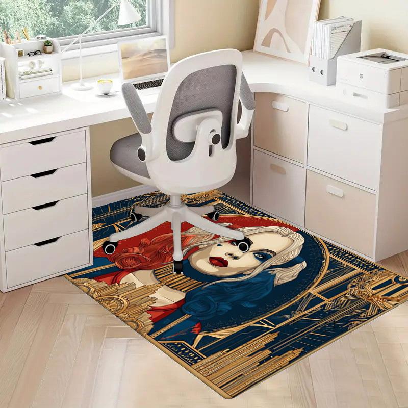 1pc Office Carpet Chair Mats Art Deco Poster Art Perfect for Decorating Office Chairs, Living Rooms, Or Bedrooms,Polyester Carpet