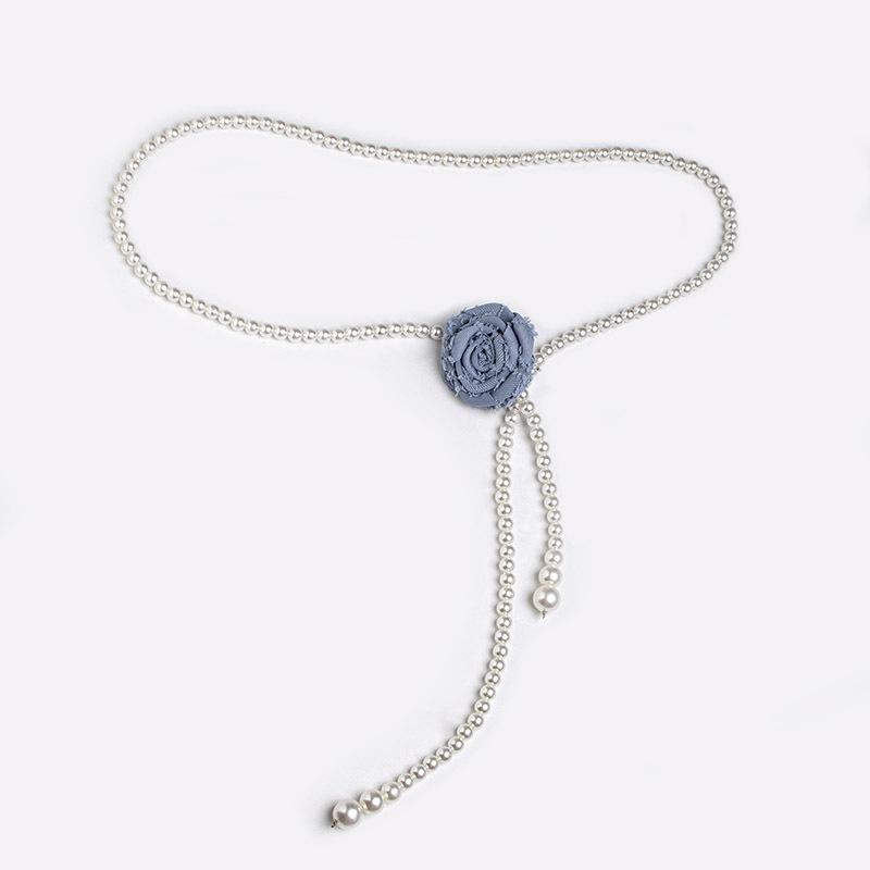 Women's Elegant Pearl Cloth Flowers Sweet and Fashionable Elegant Camellia Waist Chain Texture Hanfu Dress Decorative Belt