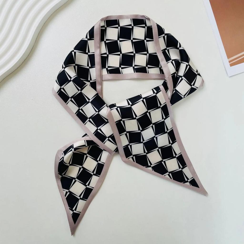 s Women Scarf lady Wraps Elegant Floral Dot Spring Summer silk scarves square Head Neck Hair Tie Band Neckerchief skinny