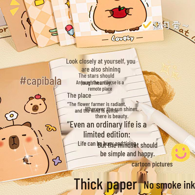 Capybara Riding a Horse Cartoon Notebook - Portable Student & Office Record Book