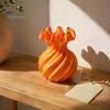 Stabile breite Basis Vase 3D-gedruckte Spiralwellen-Vase, Minimalistischer Blumenhalter, Dekorativ für frisches künstlerisches Schreibtischornament oder Trockenblumen,