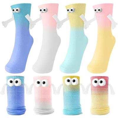 Magnetische Socken mit Händchenhalten, lustige Farben, Cartoon-Socken für Damen und Herren, witzige Geschenkidee zum Valentinstag, Jahrestag oder für Freunde