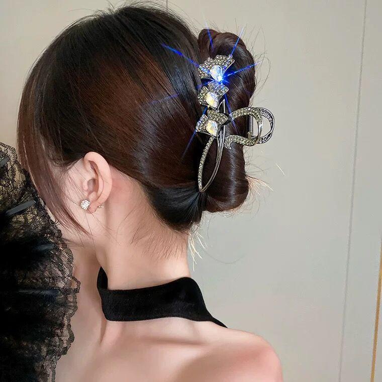 

Элегантная заколка для волос из сплава 12 см со стразами, гинкго билоба, стильная женская заколка для волос, простой полый коготь для волос