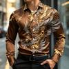 New Men's Long Sleeve Shirt Traditional Art 3D Printing Business Office Nightclub Wedding Casual Single breasted Men's Top