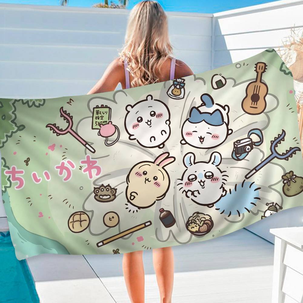 Cartoon C-Chiikawas Beach Towel Colorful Bath Towels for Girl Microfiber Quick Dry Custom Sand Free Beach Yoga Spa Gym Pool