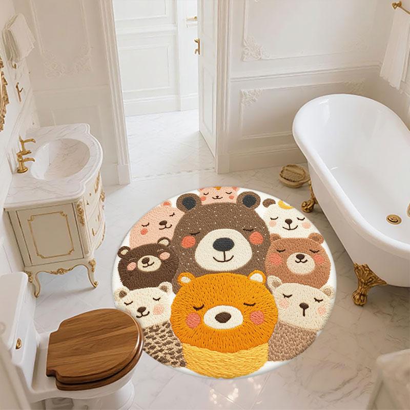 Little Bear Theme Pattern Round rug,Carpet Rug for Living Room Bedroom Playroom ,Non-slip Floor Mat,Holiday Gifts and Birthday Gifts.