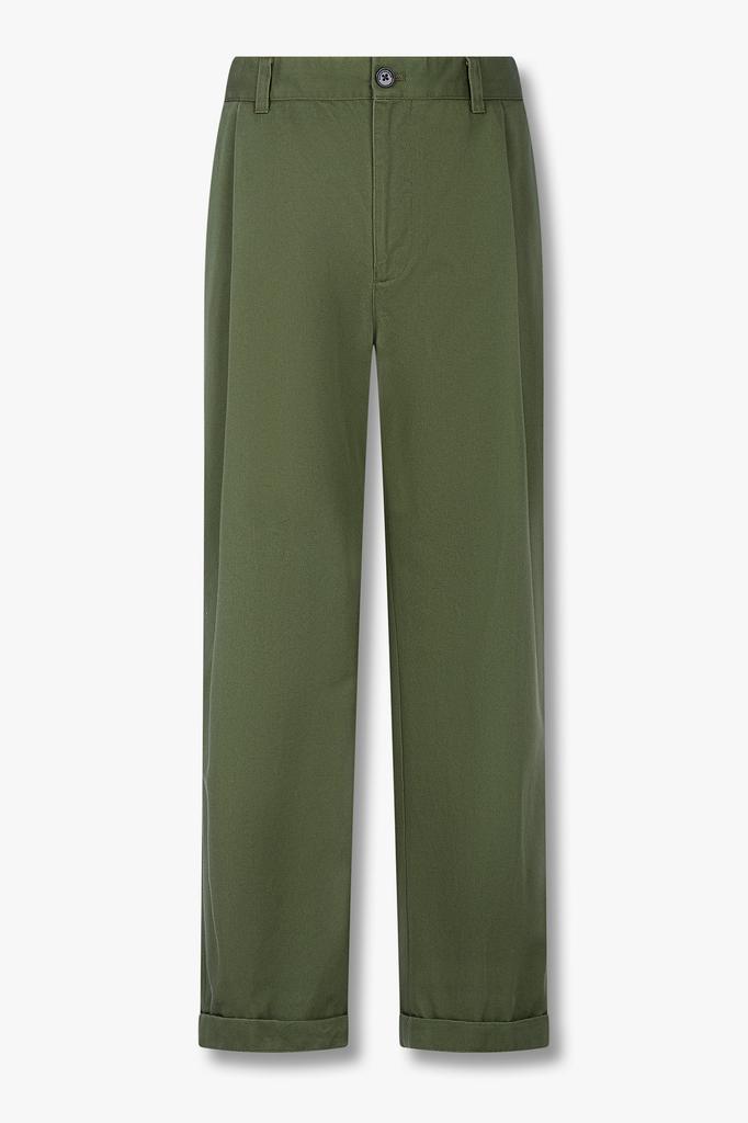 MAN ON THE BOON Washed One-Tuck Roll-Up Hem Chino Pants_Olive 4715304002