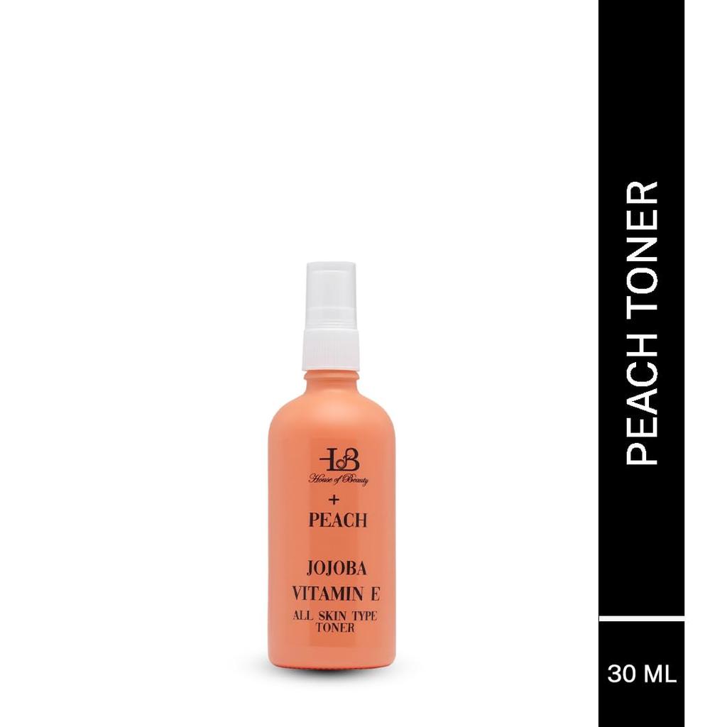 House of Beauty Pfirsich & Jojoba Gesichtswasser mit Vitamin E, Feuchtigkeitsspendendes & Erfrischendes Gesichts-Toner-Spray, Beruhigt, Nährt & Stellt den pH-Wert wieder her- (30ml)