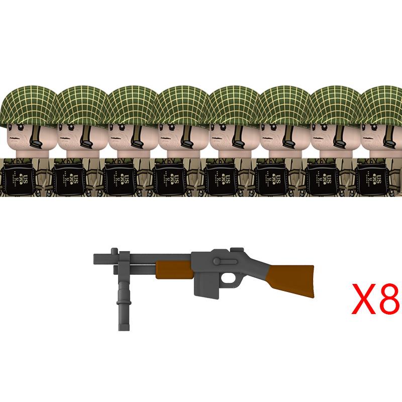 WW2 American Rangers Military Soldeirs Building Blocks US Army Infantry Medical Soldeirs Helmets Bazuca Weapons Bricks Toys