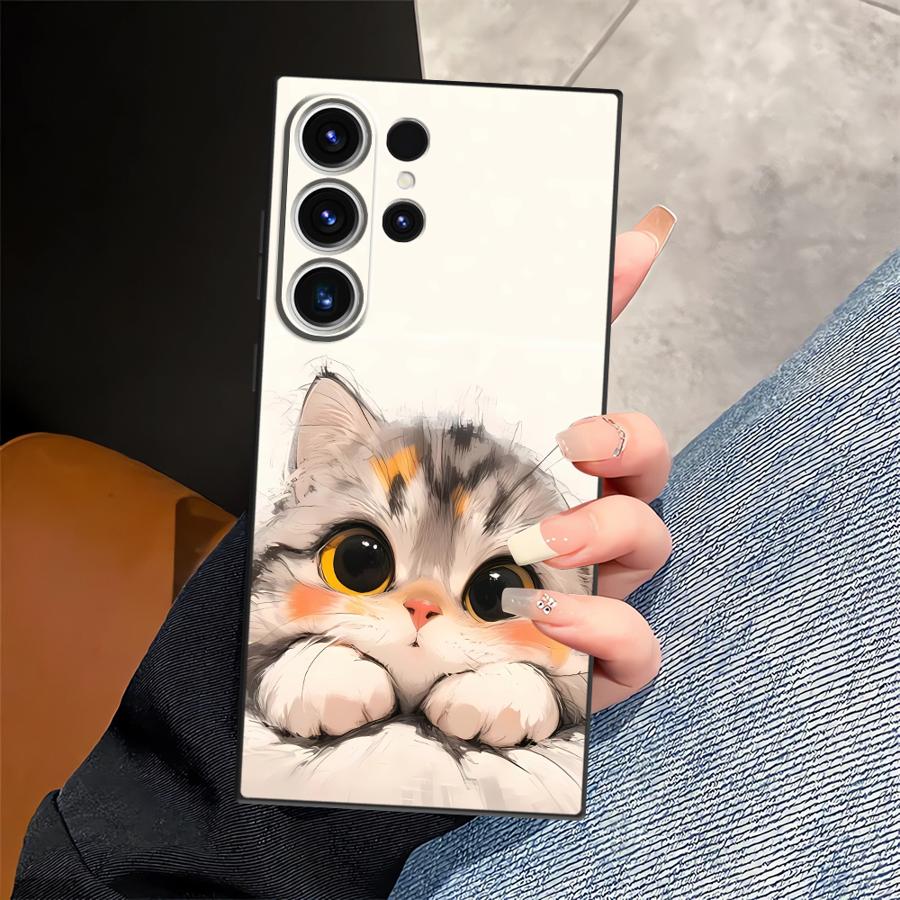 Cartoon Cat Case for Samsung Galaxy S26 Ultra S24 S25 Plus S20 Ultra S10 S9 S21 FE Note 20 8 9 10 S23 Funda Phone Cover