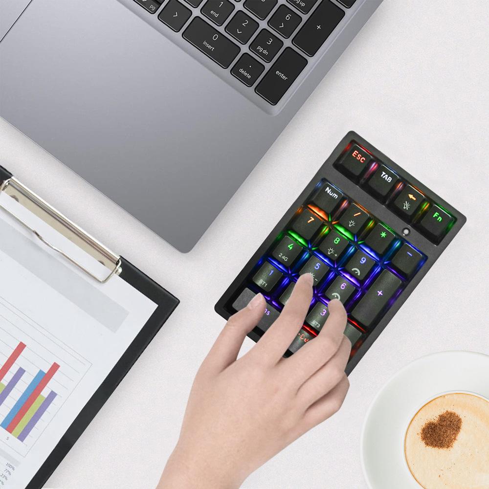 K18 Bluetooth Mechanical Keyboard: Three-Mode USB Mini External Digital Keypad for Finance and Accounting