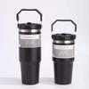 600ML/890ML Roestvrij Staal Thermosbeker met Rietje Auto Koffiebeker Sport Waterfles Vacuümfles Geïsoleerde Beker Thermische Beker