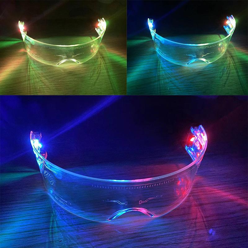 Cool Luminous LED Glasses Glowing Costume Neon Light Flashing Sunglasses Punk Goggles Cyber Future Cosplay Party Light Neon Glow