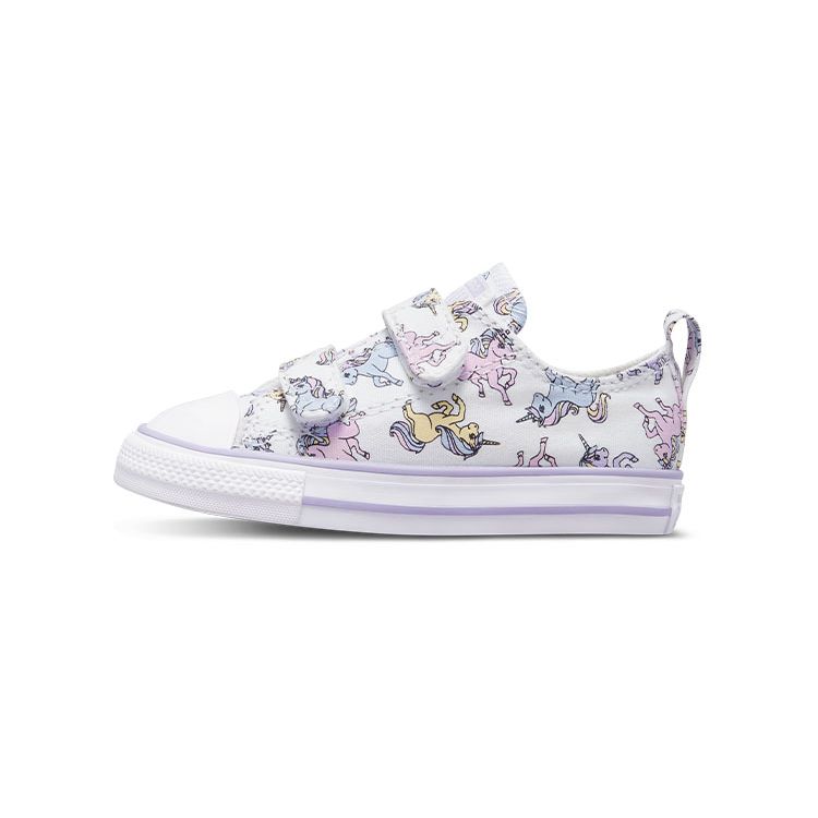 

Converse Серия All Star 2V Холщовые Удобные Повседневные Прочные Низкие Кроссовки для ходьбы Детские кроссовки Бело-фиолетовые A01675C 20