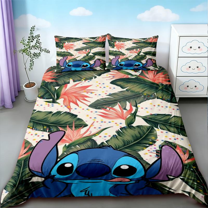 Twin Duvet Cover Stitch & Lilo Cartoon Quilt Cover Soft and Breathable Bedding Set for Bedroom Decor Dormitory Gifts