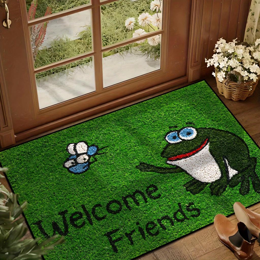 VIKAMA Cartoon Frog Carpet Doormat Green Welcome Mat Rug For Bedroom Carpet For Live Room Outdoor Carpet Thin Home Decoration