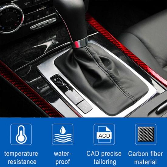 Red Carbon Fiber Gear Shift Side Cover Trim For Mercedes-Benz C-Class W204 07-13