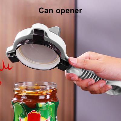 Can Opener Multi-Function Adjustable Rotatable Bottle Opener with Ergonomic Handle Lid Remover Tool