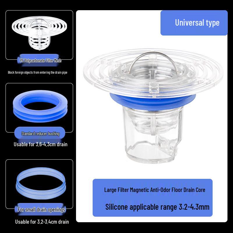 Magnetic Anti-odor Bathroom Floor Drain Core with Large Filter