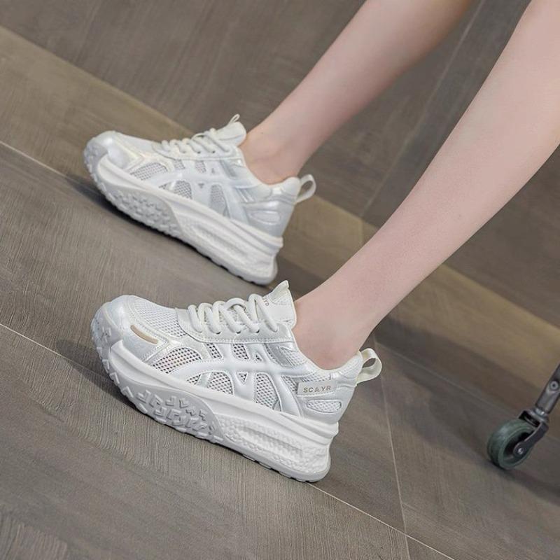 Autumn breathable mesh dad shoes women's new thick-soled heightening sports and leisure little white shoes