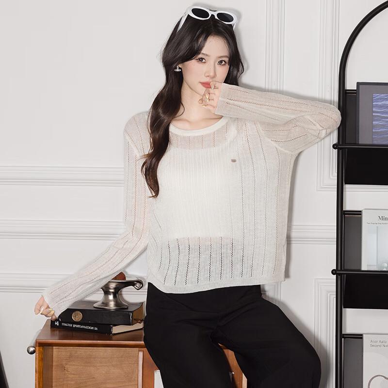 

Trolman Women s Hollow Knit Long-Sleeve Pullover Sweater One Size