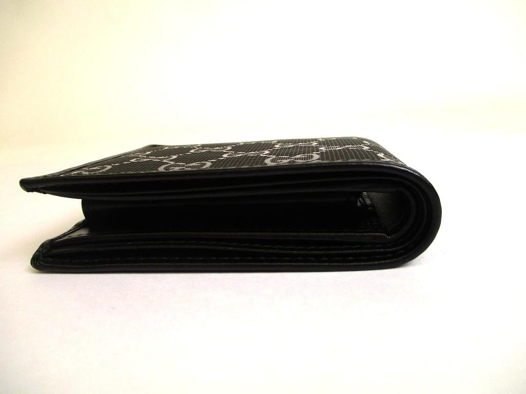 Authentisches GUCCI Imprimee Schwarzes Beschichtetes Canvas Leder Bifold Geldbörse #a770 Aufgearbeitet