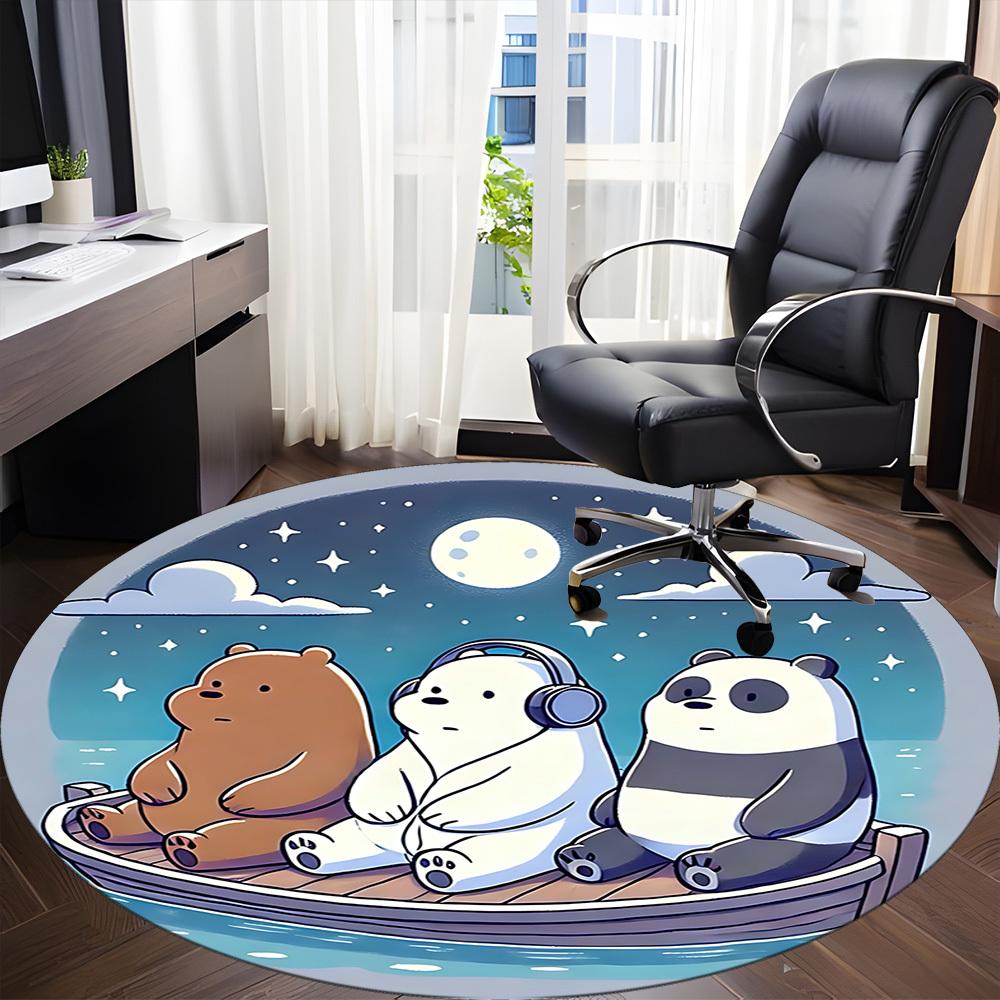 1pc We Bare Bears Office Round Area Rug, Under Office Chairs Bedroom Living Room Home Decor A1022213
