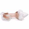 Women's Heels Shoes White Flower Thin Heel Pointed Beaded Strap Sandals Women Bridal Wedding Dress Shoes for Woman Wedding Shoes