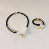 Ring Flowers Jewelry Set Vintage Floral Enamel Bracelet Fashion Calla Choker Necklace  Vacation