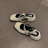 Temperament Coarse Heel Mary Jane Shoes 2024 New Summer Shallow Mouth Single Shoes Back Empty One-word Buckle Strap Square Head High Heels