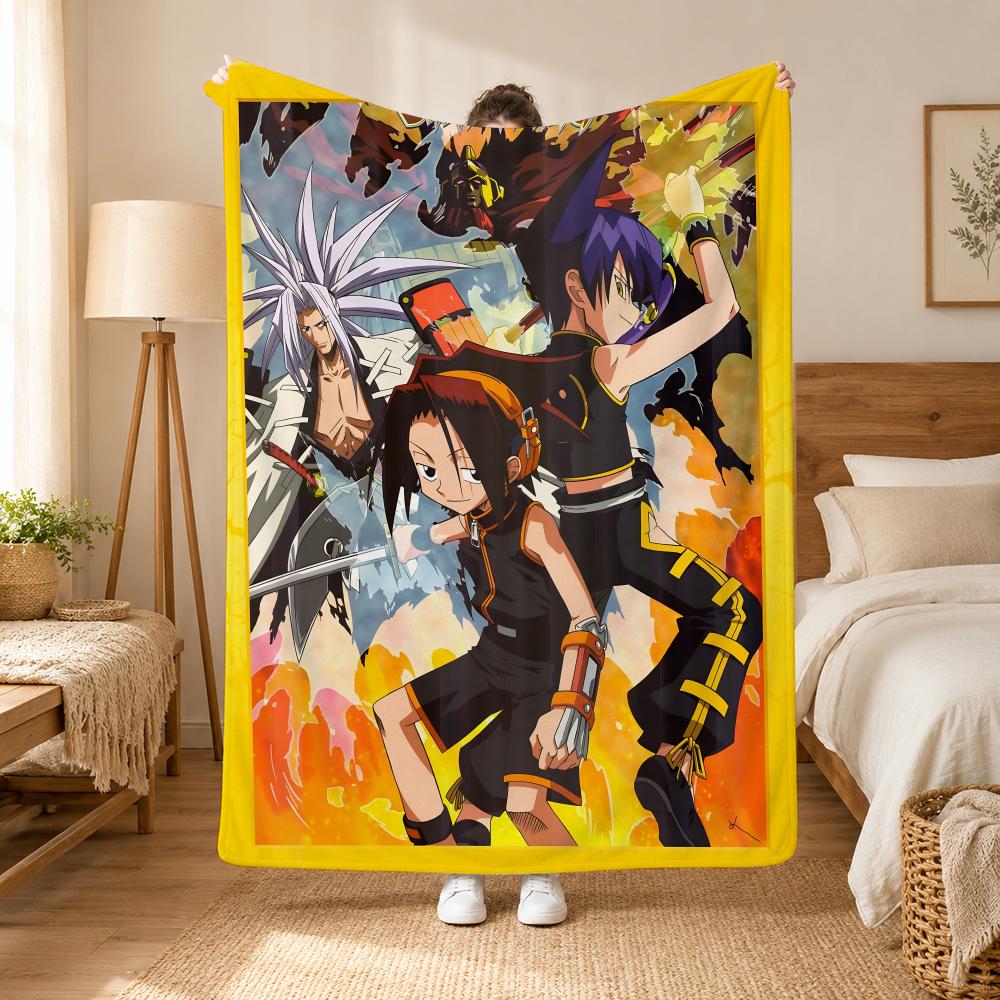 Shaman King Anime Throw 240g Flannel Blanket, Suitable for Sofas, Beds, Offices, Exquisite Gift Blankets