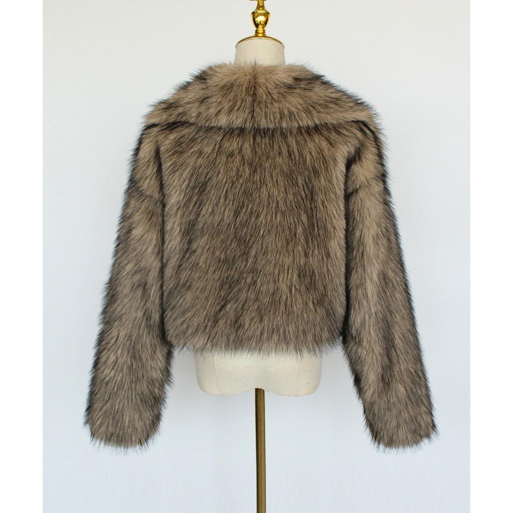 Women's Autumn and Winter New Imitation Fur Jacket Top, Women's Artificial Fur Short Plush Jacket