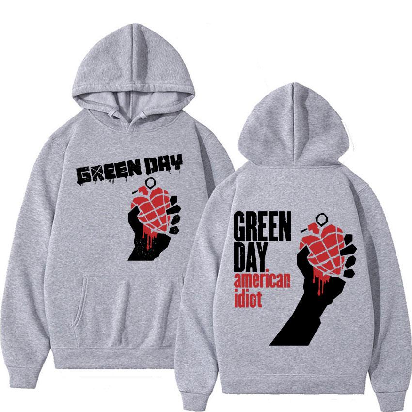 Seltene Punkband Green Day American Idiot Print Hoodie Herrenbekleidung Gothic Vintage Sweatshirt Männlich Lässig Fleece Hoodies