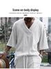 2025 Men's Summer Loose V-neck Knit T-shirt - Casual Short Sleeve, Plain Color Sports Tee