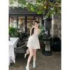 Kumikumi Fresh White Sleeveless One Piece Dress Women Clothing Summer New White Moonlight Waist Hugging Vest Dress Short Dress