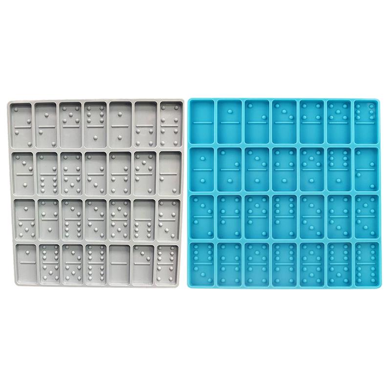 

WTEMPO Толстые формы из эпоксидной смолы для домино, силиконовые формы для домино, круглые края, блестящие и без царапин, прочные, формы для изготовления домино своими руками для праздничных игр 2pcs разноцветный