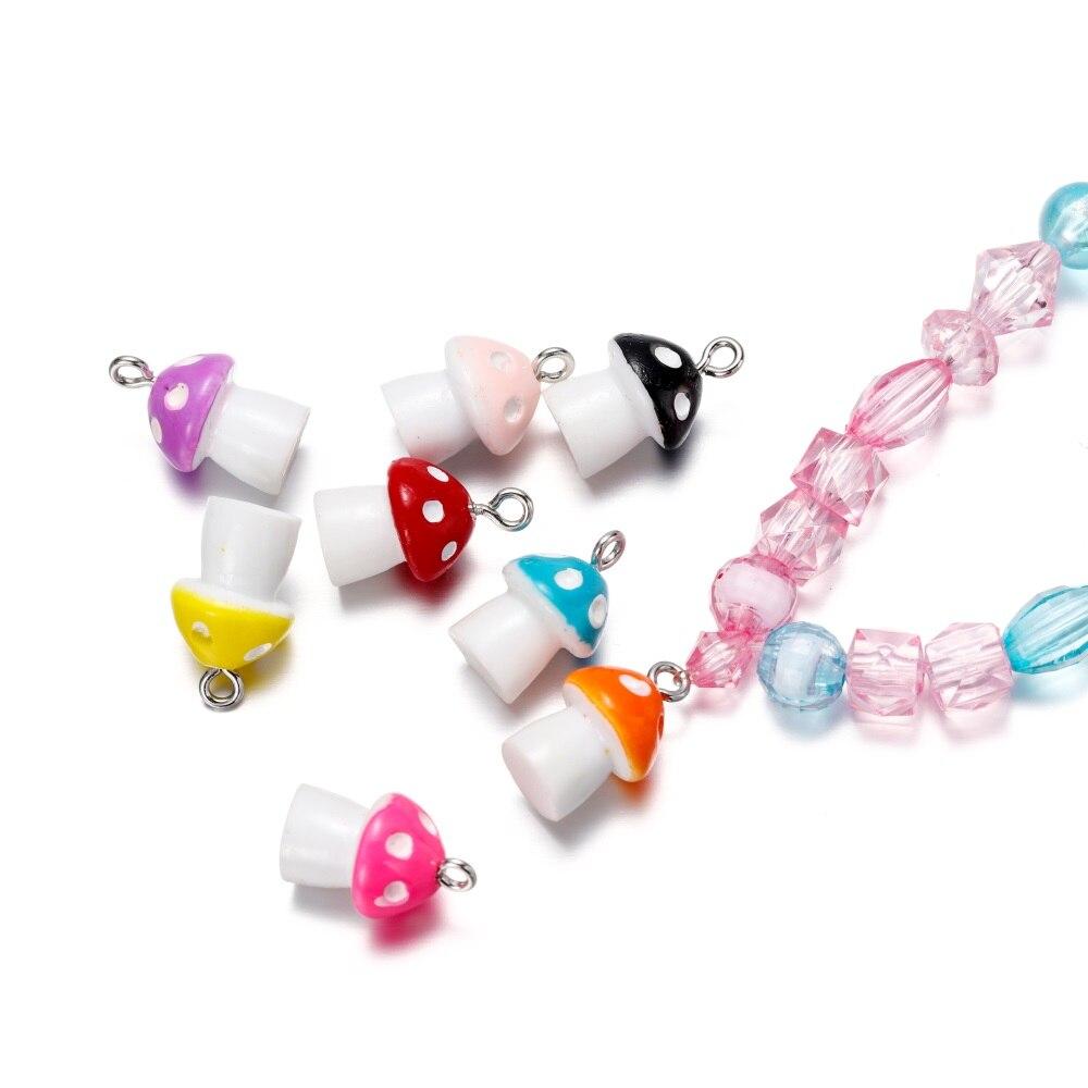 10Pcs/Lot 11x18mm Mushroom Pendants Charms DIY Findings Keychain Bracelets Pendant for Necklace Jewelry Making Accessories