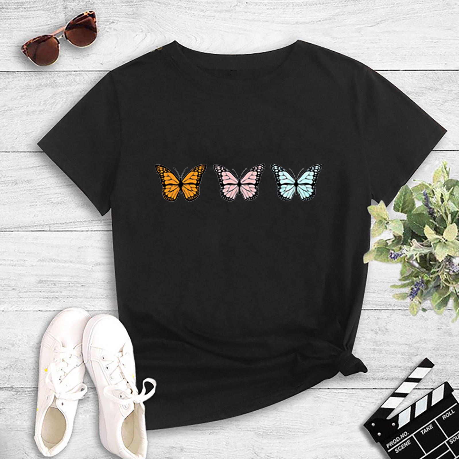 

Женская модная повседневная свободная блузка с круглым вырезом и короткими рукавами с принтом