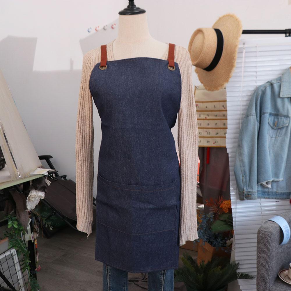 Dirt-resistant Kitchen Chef Apron Wear-resistant Painting Apron Cross Back Denim Apron  Cafe