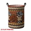 1pc, 2D Flat, African Animal Ripple West Asian Exquisite Printed Pattern Storage Basket, Dirty Clothes Basket, Suitable for Home Laundry, Bathroom Dir