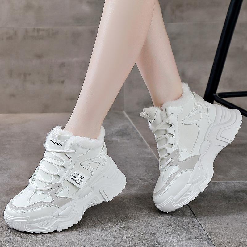 Schuhe Damen Winter Samt Verdickt Baumwollschuhe Dicke Sohle Hoher Schaft Sport Garantie