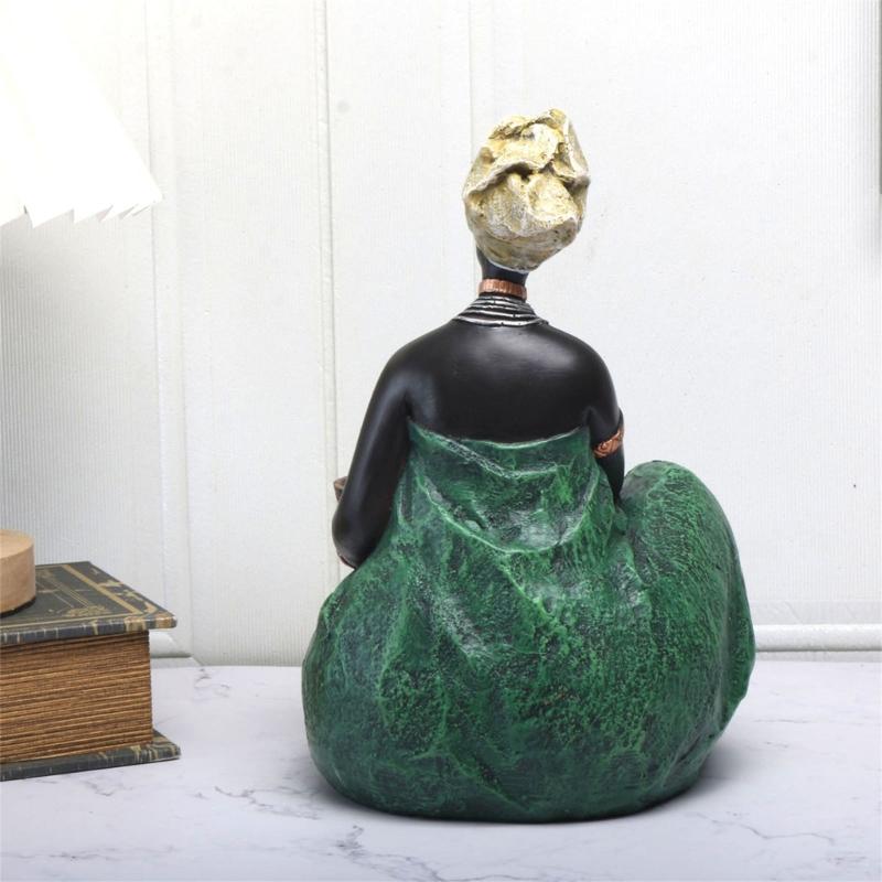 African Women Sculptures Exotic Tribal Lady Figurines Statue Collectible Art Crafts Desktop Ornament Home Office Decors
