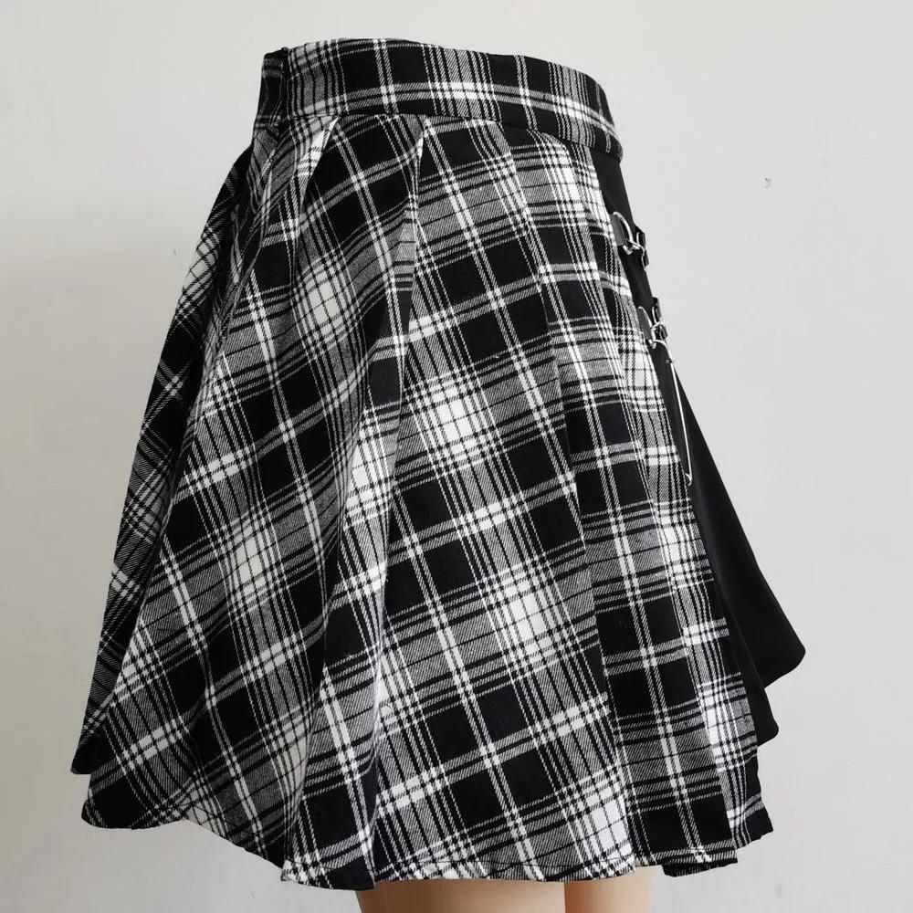 Women's Spring/Fall Skirts: Punk JK Skirts, Gothic Checkered Pleated Skirts