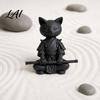 Desktop Cat Decor 3D Printed Knight Figurine Meditating Desk with Zen Warrior Pose Showcase Ornament Minimalist Frosted Animal Sculpture for Office