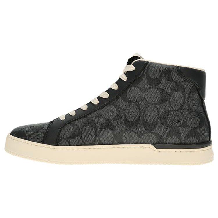 COACH Clip Canvas High top Stylish Skateboarding Shoes Men's Black G5385-CQBK