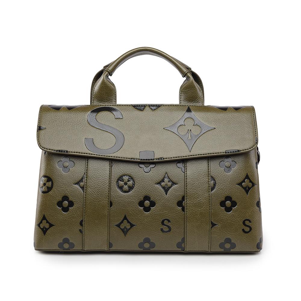 Tragetasche, 3D-geprägte Tasche, Große Kapazität, Kontrastfarbe, Pendeltasche für Damen, Handtasche