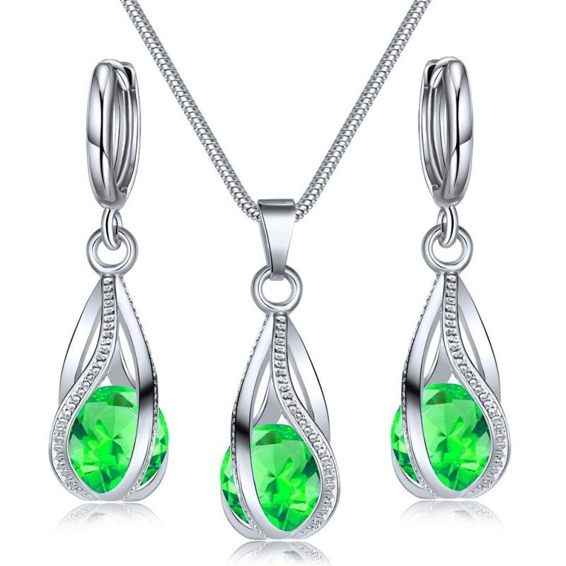 Set di gioielli con orecchini pendenti con collana e goccia di cristallo per le donne, matrimonio, matrimonio, regalo di Halloween