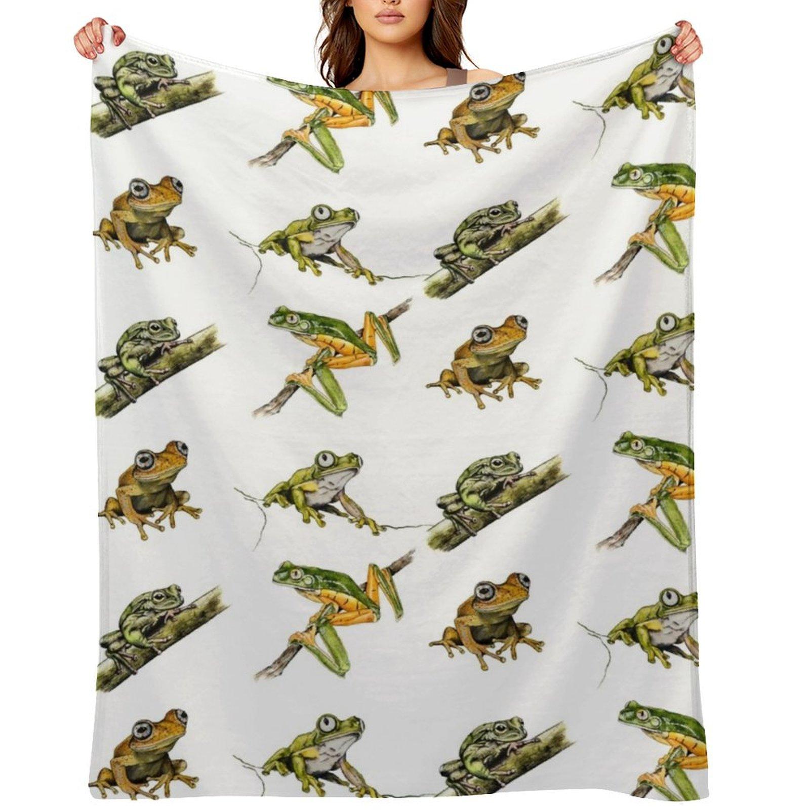 Frog collage Throw Blanket Plush decorative Softest Thermal Blankets 30x40in