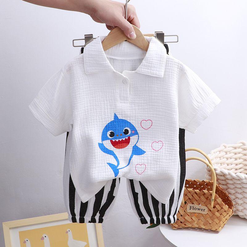 Children's Polo Shirt Set Summer Unisex Baby Air Conditioning Suit Two-piece Set Lapel Summer Style