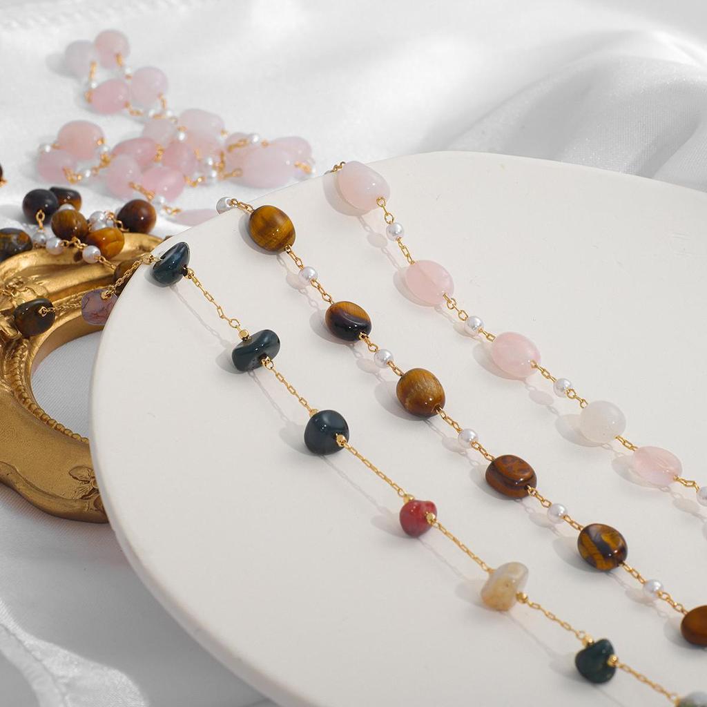 50CM/Bag Copper Handmade Stone Chain For DIY Handmade Jewelry
